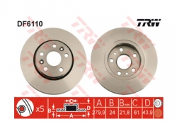 Brzdový kotouč  TRW Lucas, DF6110, RENAULT  KANGOO  (KW0/1) 2008-