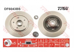 Brzdový kotouč  TRW Lucas, DF6043bs, RENAULT  KANGOO  (KW0/1) 2008-