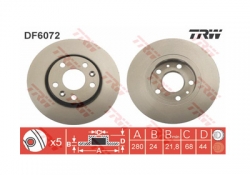 Brzdový kotouč  TRW Lucas, DF6072, RENAULT  MEGANE III [08-]