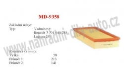 vzduchový filtr, MD-9358, RENAULT LAGUNA I 11/93-03/01